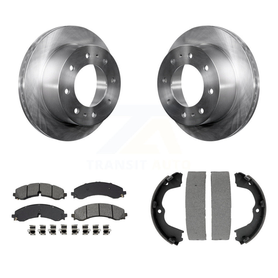 Rear Disc Rotors Semi-Metallic Pads & Parking Shoes Kit For GMC Chevrolet Sierra 2500 HD K8S-104277
