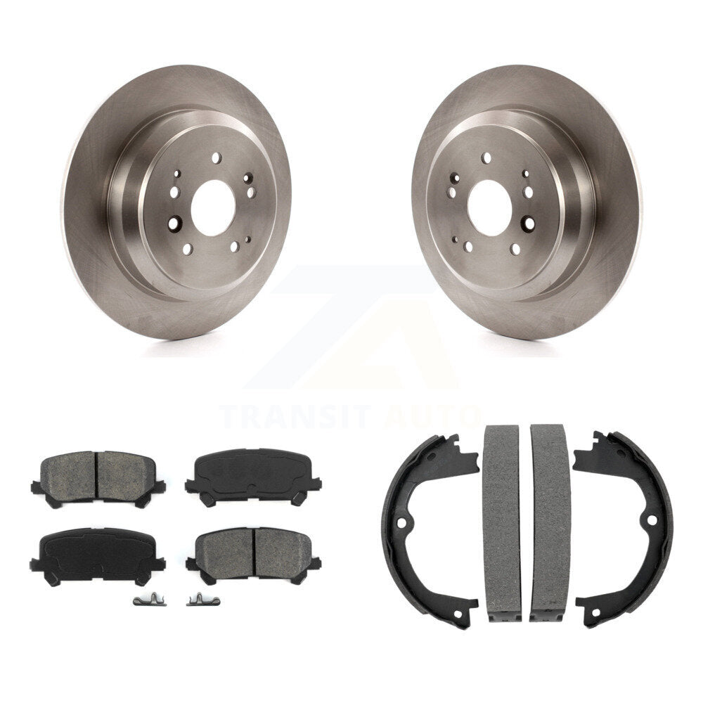 Rear Disc Rotors Semi-Metallic Pads And Parking Brake Shoes Kit For 2014-2016 Acura MDX K8S-104279