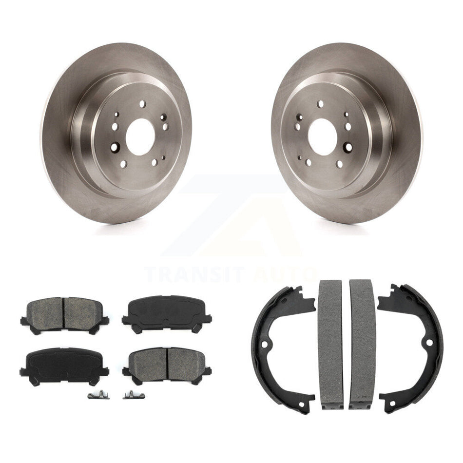 Rear Disc Rotors Semi-Metallic Pads And Parking Brake Shoes Kit For 2014-2016 Acura MDX K8S-104279
