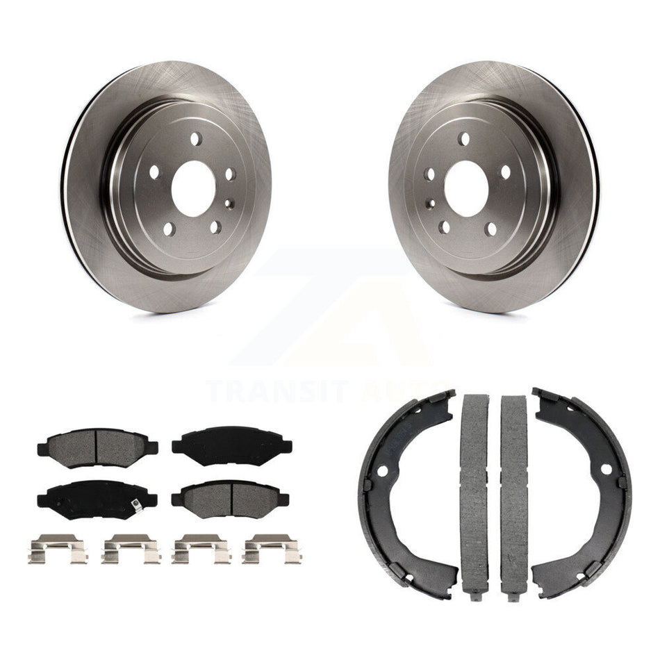 Rear Disc Rotors Semi-Metallic Pads & Parking Shoes Kit For Chevrolet Camaro Cadillac CTS K8S-104281