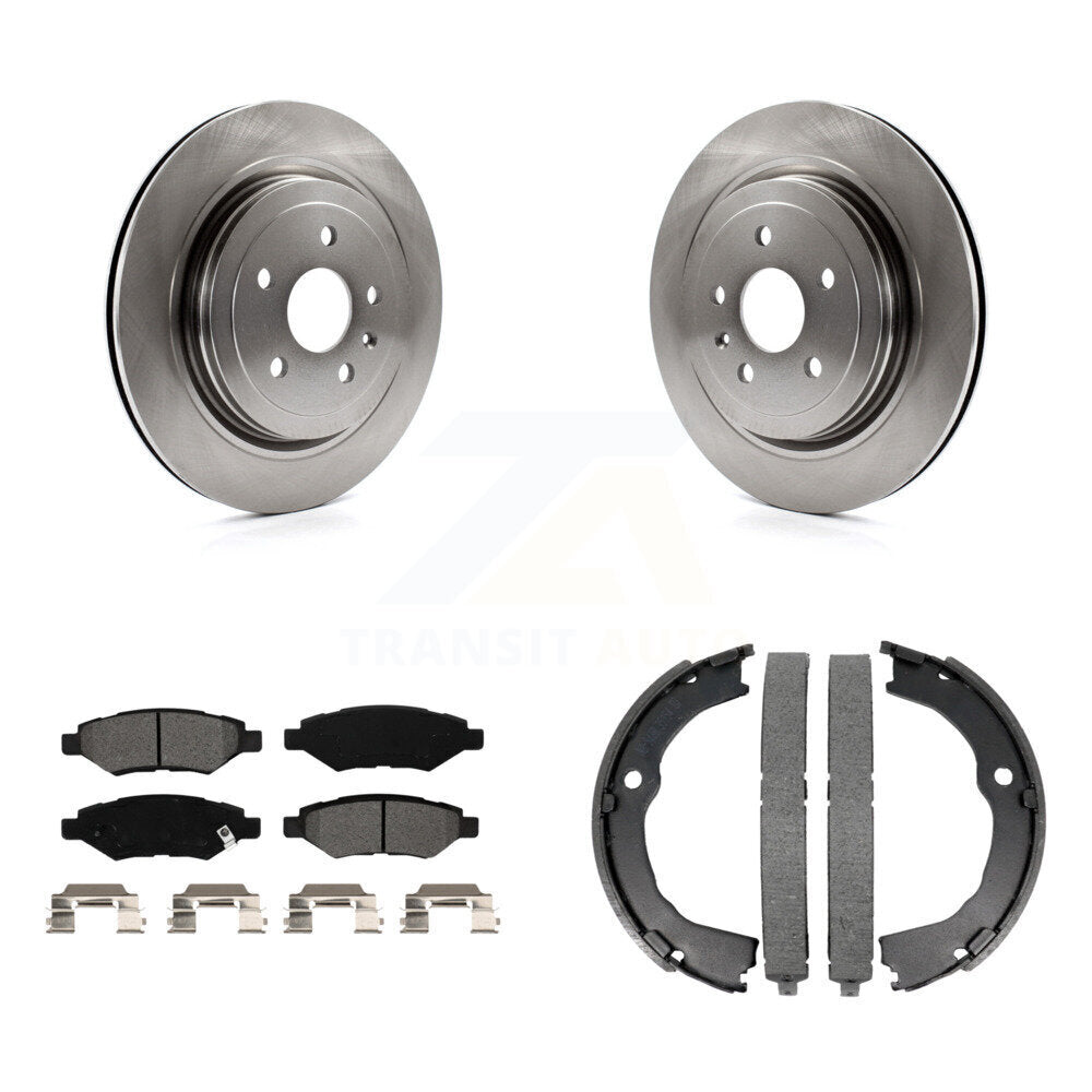 Rear Disc Rotors Semi-Metallic Pads And Parking Brake Shoes Kit For Cadillac CTS K8S-104283