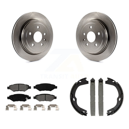 Rear Disc Rotors Semi-Metallic Pads And Parking Brake Shoes Kit For Cadillac CTS K8S-104284
