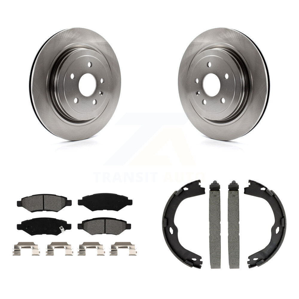 Rear Disc Rotors Semi-Metallic Pads And Parking Brake Shoes Kit For Cadillac CTS K8S-104285