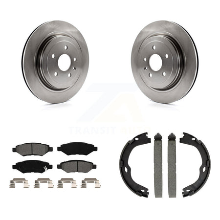 Rear Disc Rotors Semi-Metallic Pads And Parking Brake Shoes Kit For Cadillac CTS K8S-104285