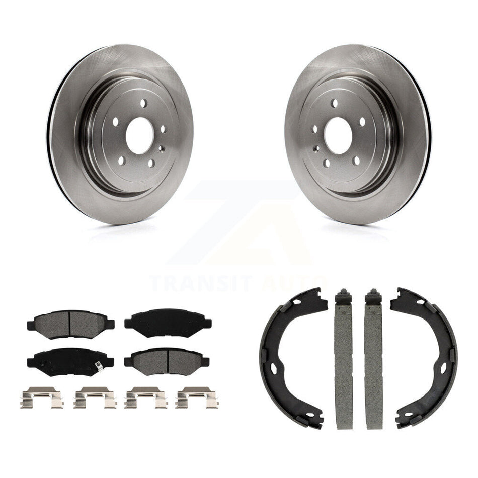 Rear Disc Rotors Semi-Metallic Pads And Parking Brake Shoes Kit For Cadillac CTS K8S-104285