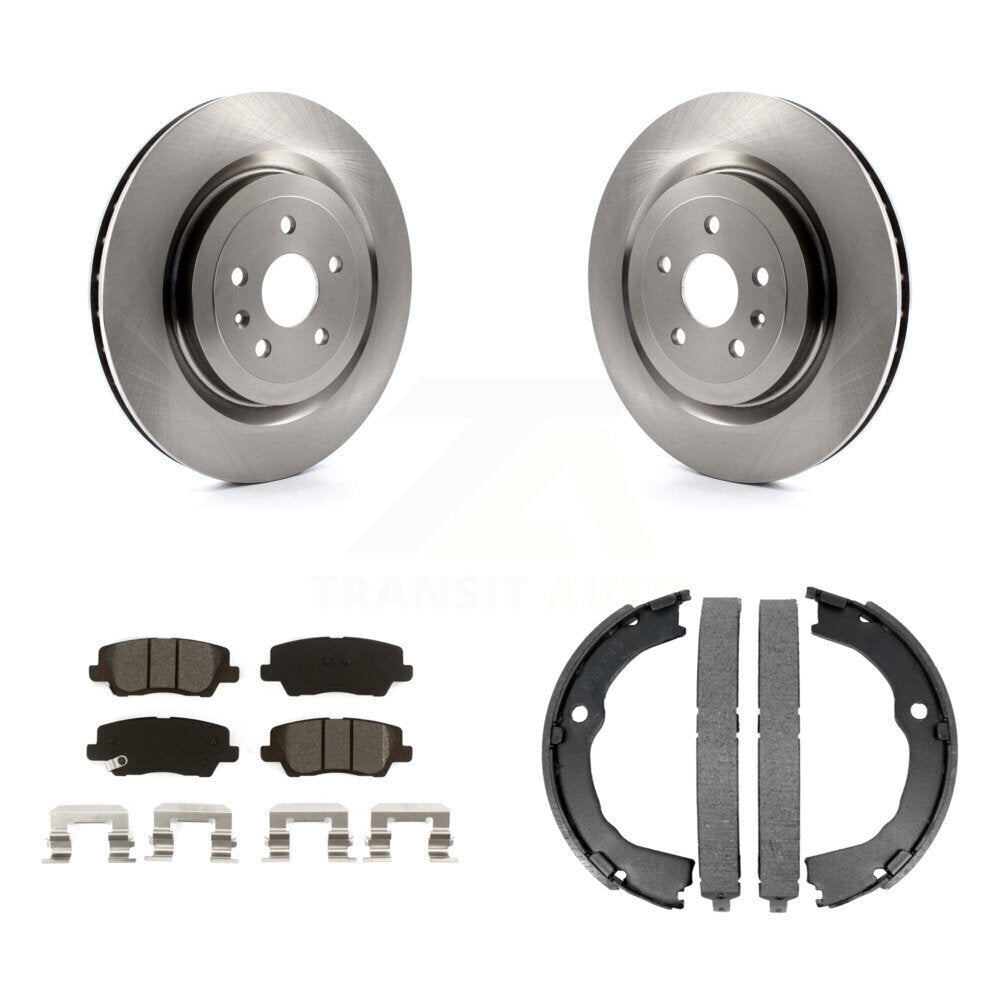 Rear Disc Rotors Semi-Metallic Pads Parking Shoes Kit For 15 Cadillac CTS Coupe with 6.2L K8S-104286