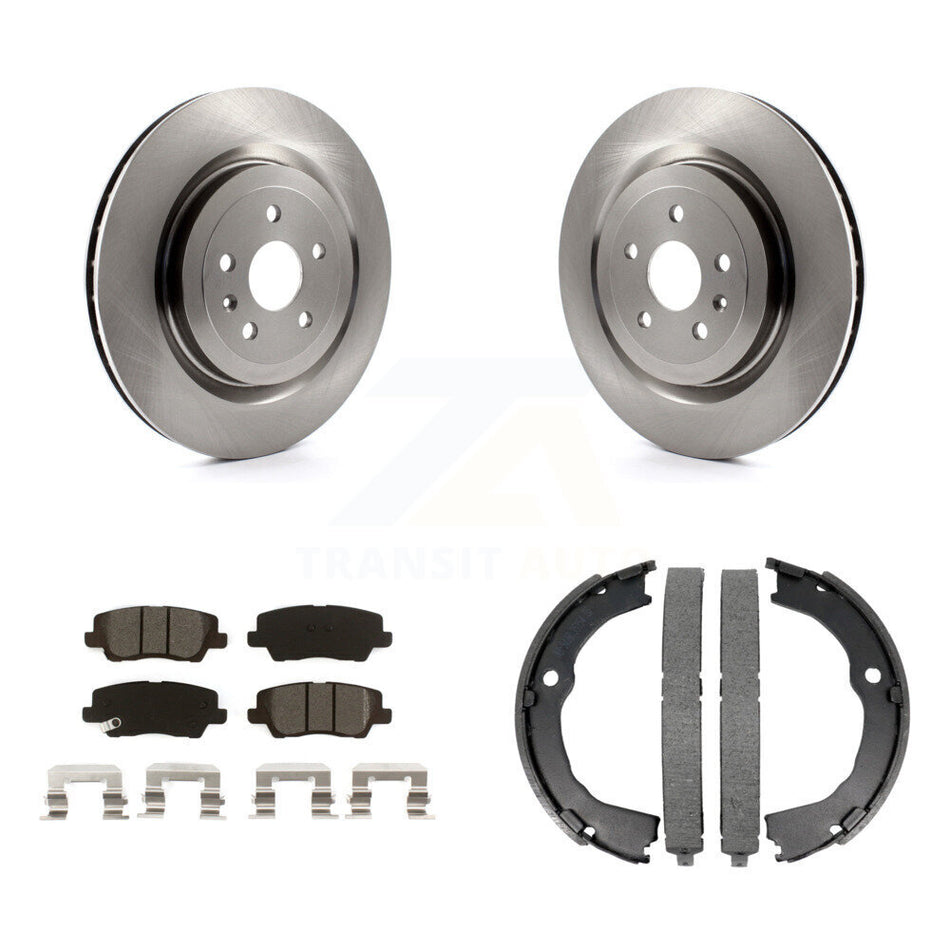 Rear Disc Rotors Semi-Metallic Pads Parking Shoes Kit For 15 Cadillac CTS Coupe with 6.2L K8S-104286