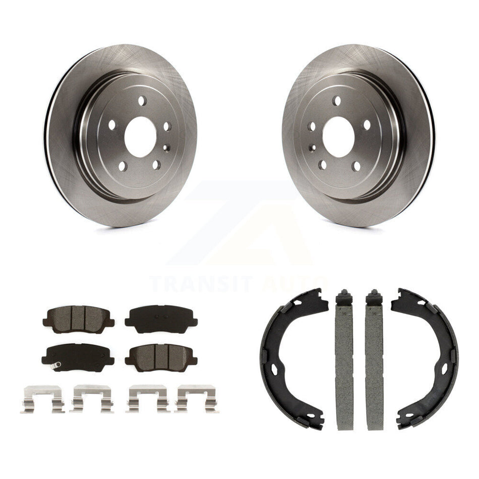 Rear Disc Rotors Semi-Metallic Pads And Parking Brake Shoes Kit For Cadillac CTS K8S-104287