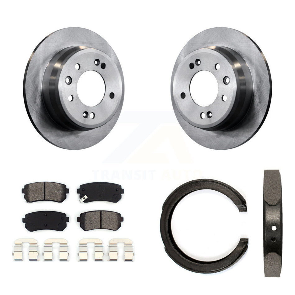 Rear Disc Rotors Semi-Metallic Pads And Parking Shoes Kit For 2011-2016 Kia Sportage FWD K8S-104293