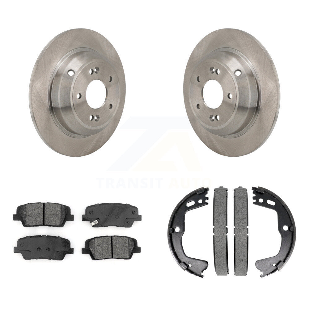 Rear Disc Rotors Semi-Metallic Pads & Parking Brake Shoes Kit For Kia Stinger Genesis G70 K8S-104296