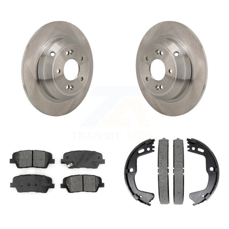 Rear Disc Rotors Semi-Metallic Pads & Parking Brake Shoes Kit For Kia Stinger Genesis G70 K8S-104296