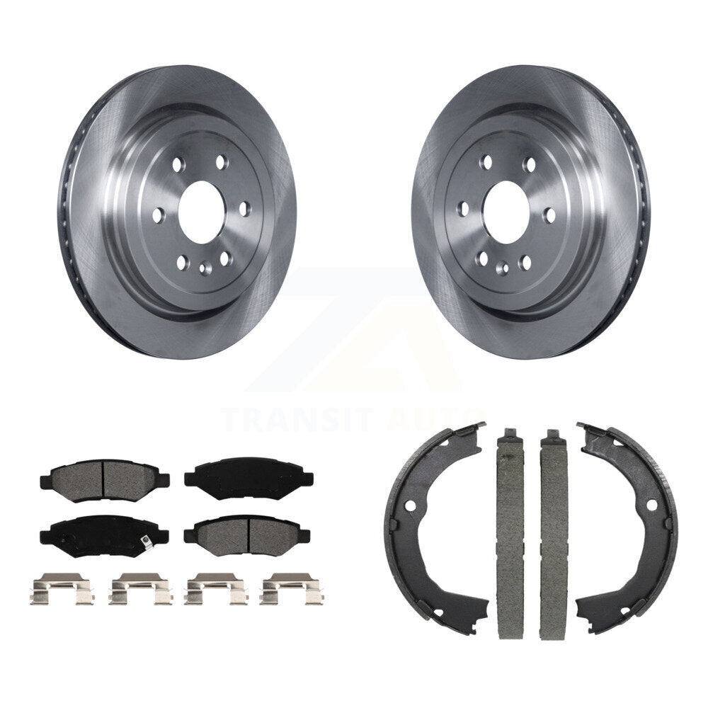 Rear Disc Rotors Semi-Metallic Pads & Parking Brake Shoes Kit For 2010-2016 Cadillac SRX K8S-104302