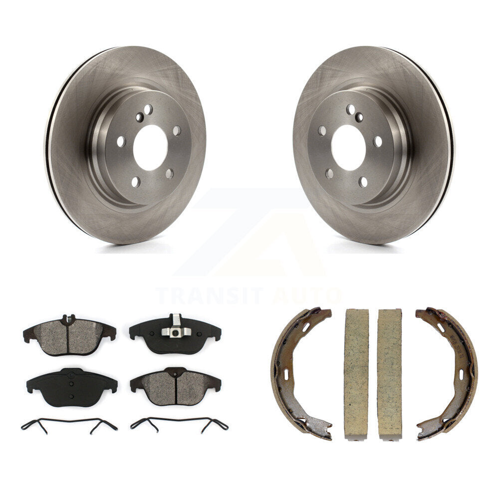 Rear Disc Rotors Semi-Metallic Pads & Parking Shoes Kit For Mercedes-Benz C300 C350 E350 K8S-104306