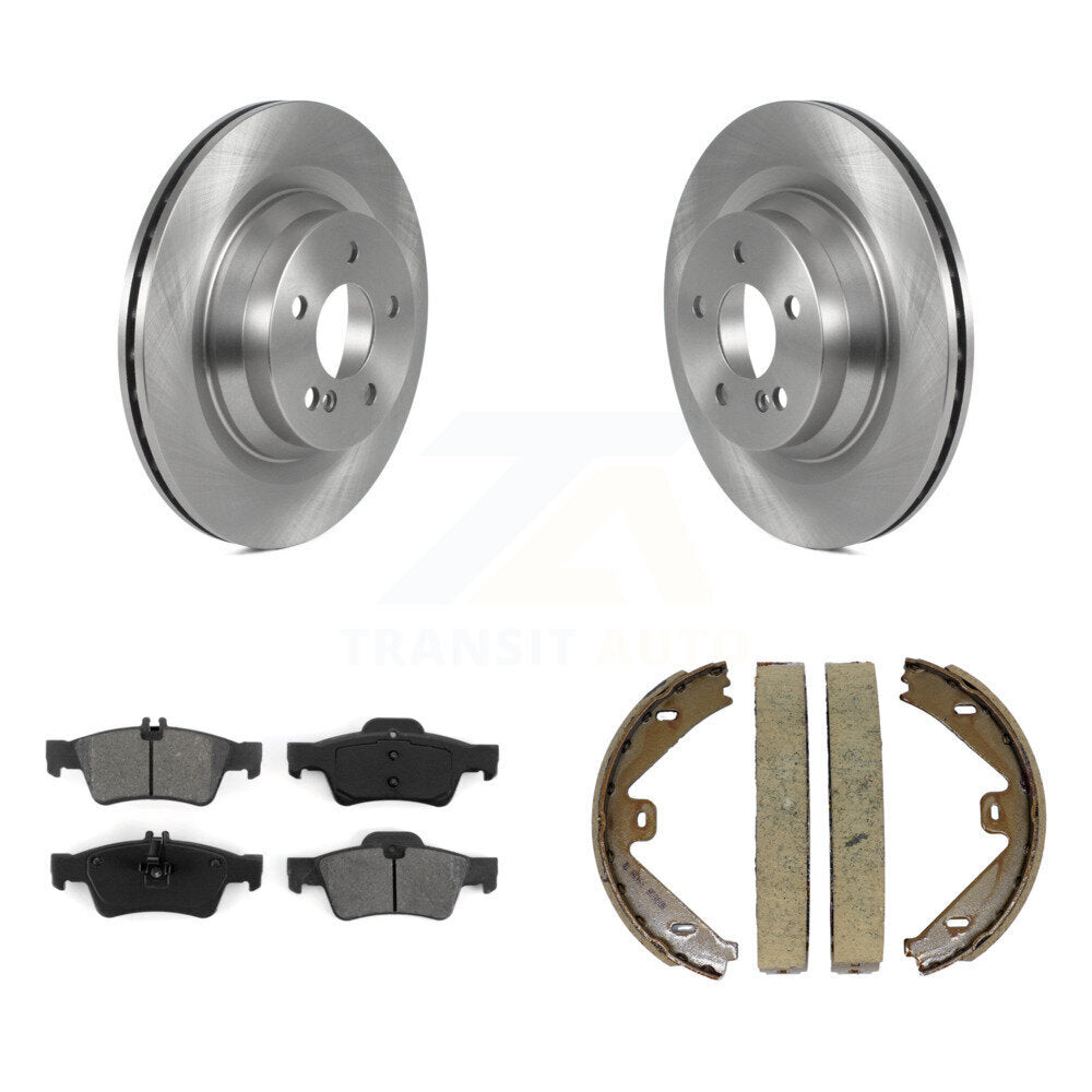Rear Disc Rotors Semi-Metallic Pads Parking Brake Shoes Kit For Mercedes-Benz E550 CLS550 K8S-104310