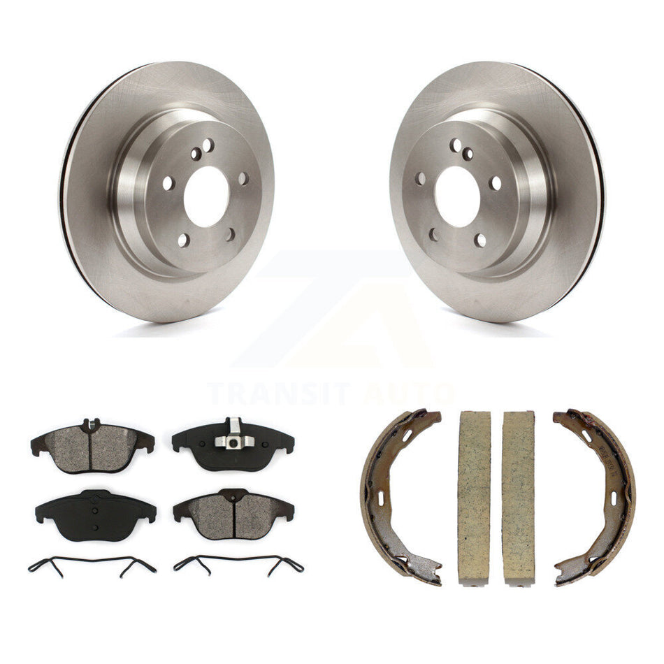 Rear Disc Rotors Semi-Metallic Pads & Parking Brake Shoes Kit For Mercedes-Benz E350 E400 K8S-104311