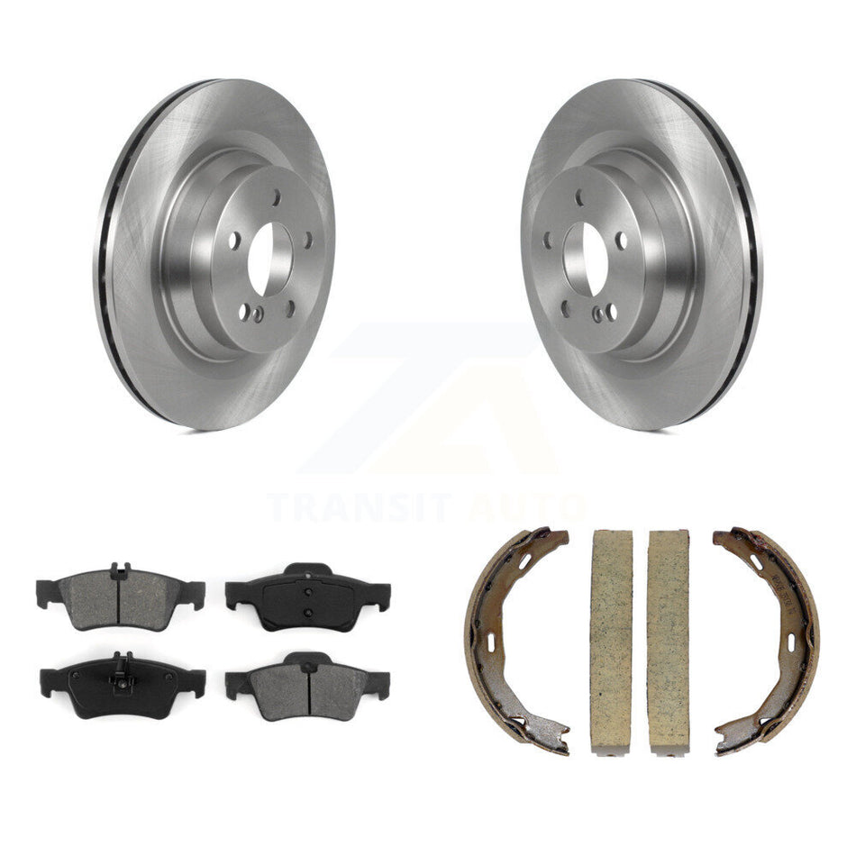 Rear Disc Rotors Semi-Metallic Pads And Parking Brake Shoes Kit For Mercedes-Benz E550 K8S-104314