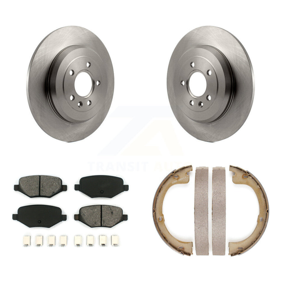 Rear Disc Rotors Semi-Metallic Pads And Parking Brake Shoes Kit For Lincoln MKT K8S-104316