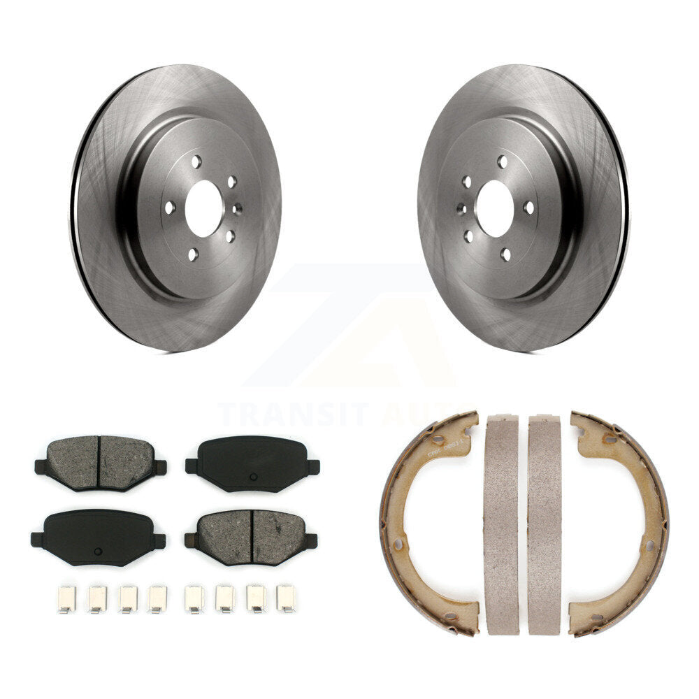 Rear Disc Rotors Semi-Metallic Pads And Parking Brake Shoes Kit For Lincoln MKT K8S-104319