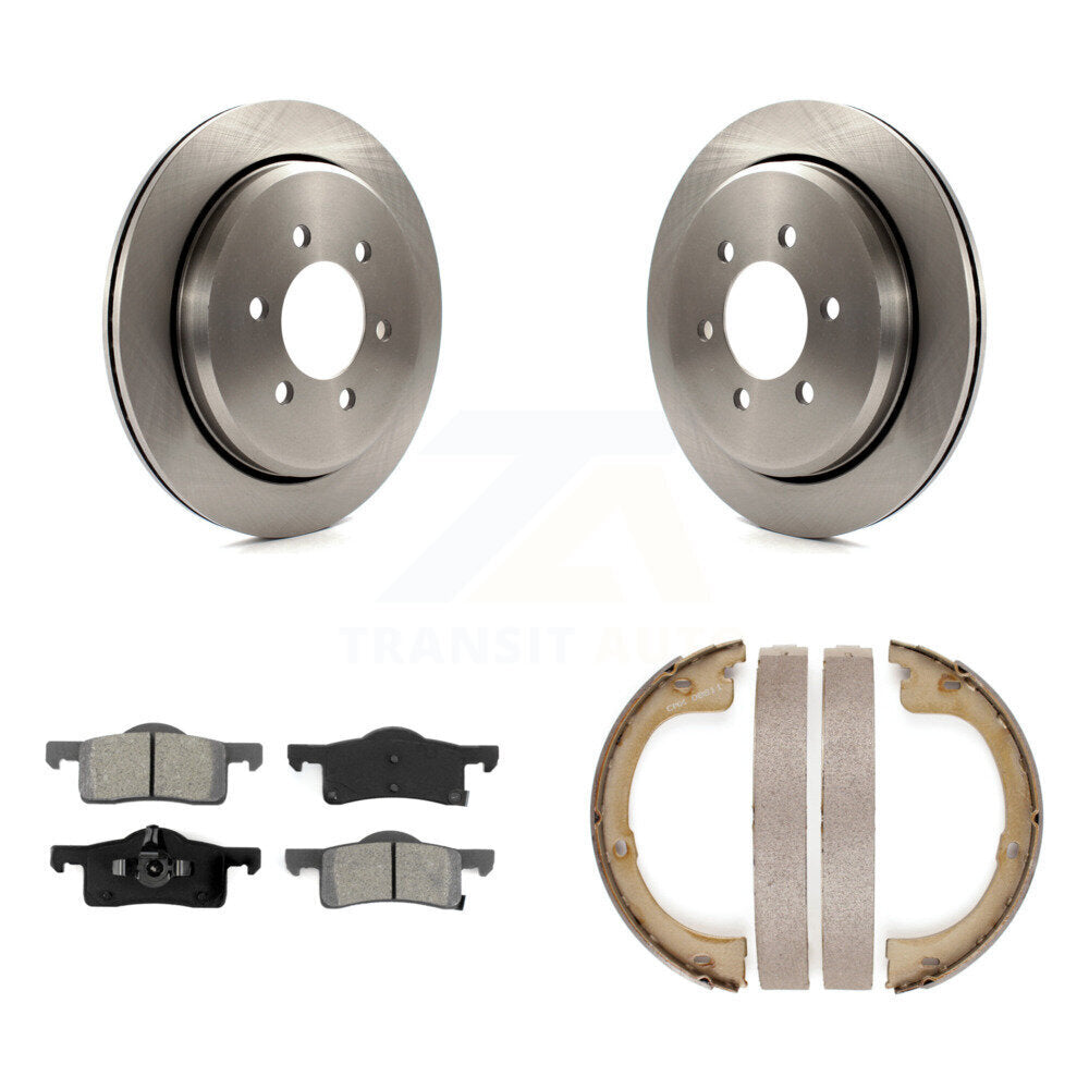 Rear Disc Rotors Semi-Metallic Pads & Parking Brake Shoes Kit For Ford Expedition Lincoln K8S-104320
