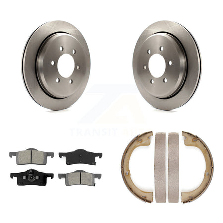Rear Disc Rotors Semi-Metallic Pads & Parking Brake Shoes Kit For Ford Expedition Lincoln K8S-104320