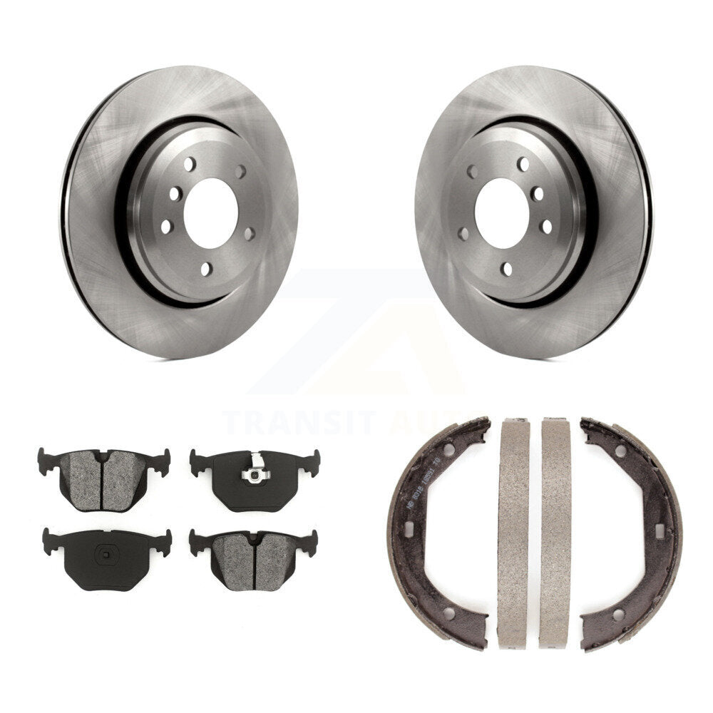 Rear Disc Rotors Semi-Metallic Pads And Parking Brake Shoes Kit For BMW 330Ci 330i 330xi K8S-104322