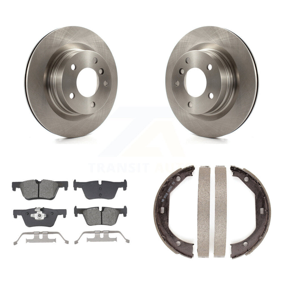 Rear Disc Rotors Semi-Metallic Pads Parking Shoes Kit For BMW 328i Convertible with 2.0L K8S-104325