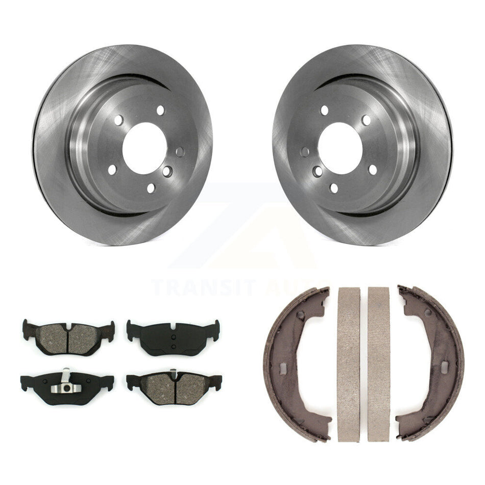 Rear Disc Rotors Semi-Metallic Pads & Parking Shoes Kit For 2012 BMW 328i Wagon with 3.0L K8S-104327