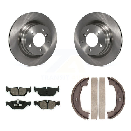 Rear Disc Rotors Semi-Metallic Pads And Parking Brake Shoes Kit For BMW 323i 328i 325i K8S-104328