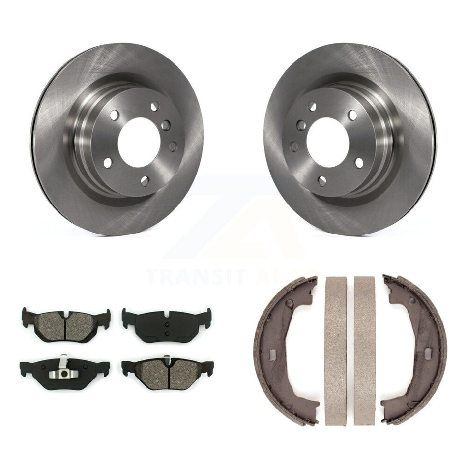 Rear Disc Rotors Semi-Metallic Pads And Parking Brake Shoes Kit For BMW 323i 328i 325i K8S-104328