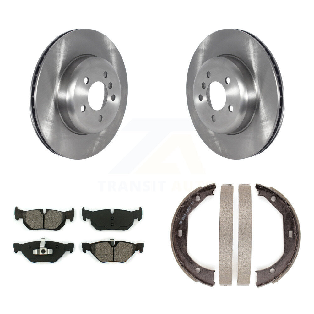 Rear Disc Rotors Semi-Metallic Pads And Parking Brake Shoes Kit For BMW 328i xDrive K8S-104332