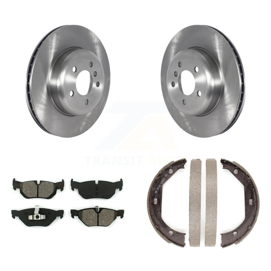 Rear Disc Rotors Semi-Metallic Pads And Parking Brake Shoes Kit For BMW 328i xDrive K8S-104332