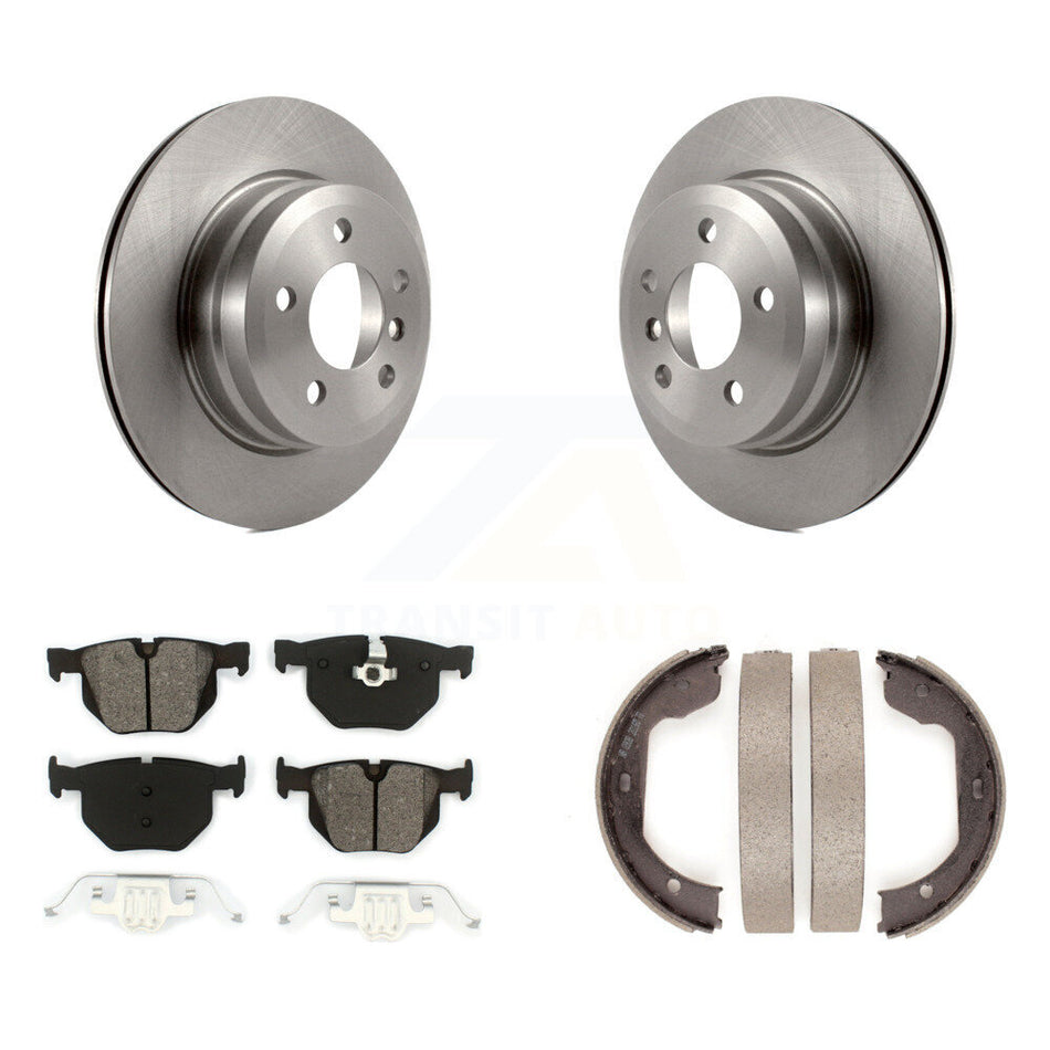 Rear Disc Rotors Semi-Metallic Pads And Parking Brake Shoes Kit For BMW X5 X6 K8S-104339
