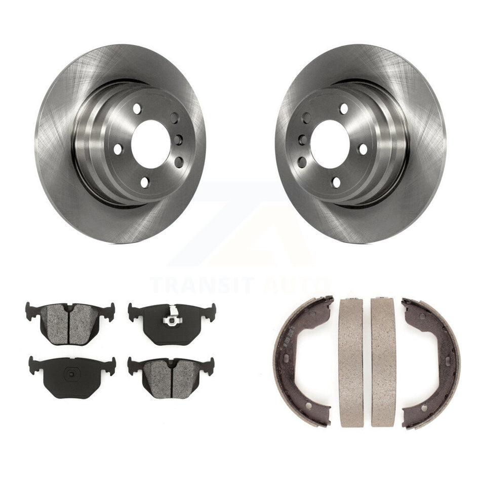 Rear Disc Rotors Semi-Metallic Pads And Parking Brake Shoes Kit For BMW X5 K8S-104341