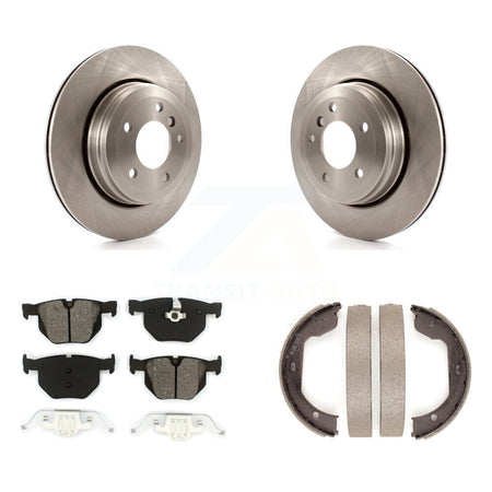 Rear Disc Rotors Semi-Metallic Pads And Parking Brake Shoes Kit For BMW 530i 525i 528i K8S-104342