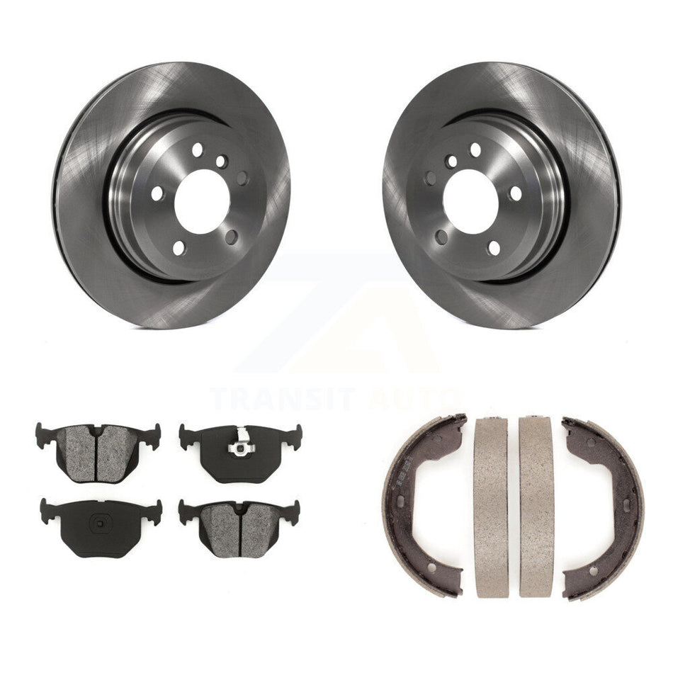 Rear Disc Rotors Semi-Metallic Pads And Parking Brake Shoes Kit For 2004-2010 BMW X3 K8S-104344