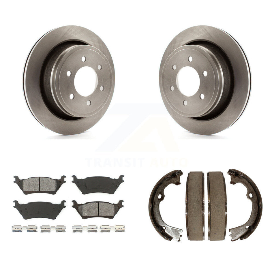 Rear Disc Rotors Semi-Metallic Pads And Parking Brake Shoes Kit For Ford F-150 K8S-104349