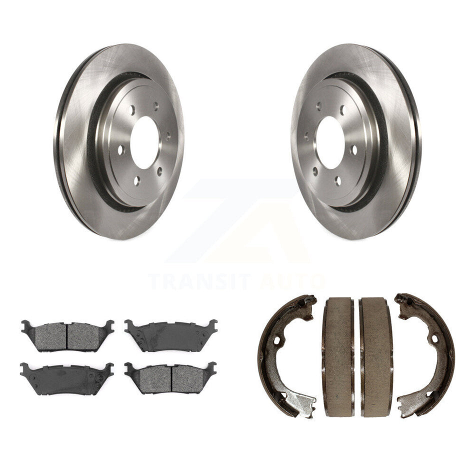 Rear Disc Rotors Semi-Metallic Pads And Parking Brake Shoes Kit For Ford F-150 K8S-104350