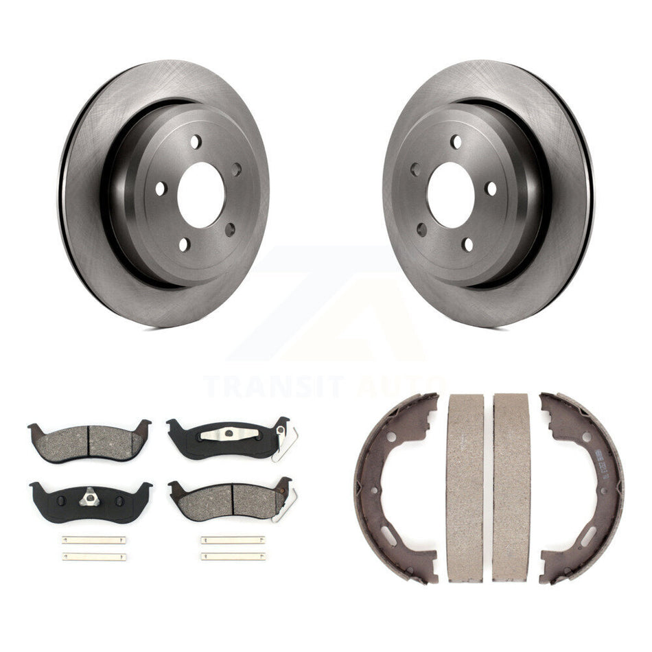 Rear Disc Rotors Semi-Metallic Pads And Parking Shoes Kit For Mercury Grand Marquis Ford K8S-104353