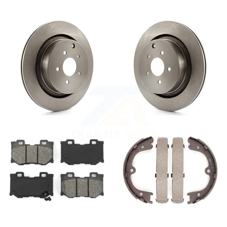 Rear Disc Rotors Semi-Metallic Pads Parking Shoes Kit For INFINITI Q50 M37 FX50 QX70 M56 K8S-104355