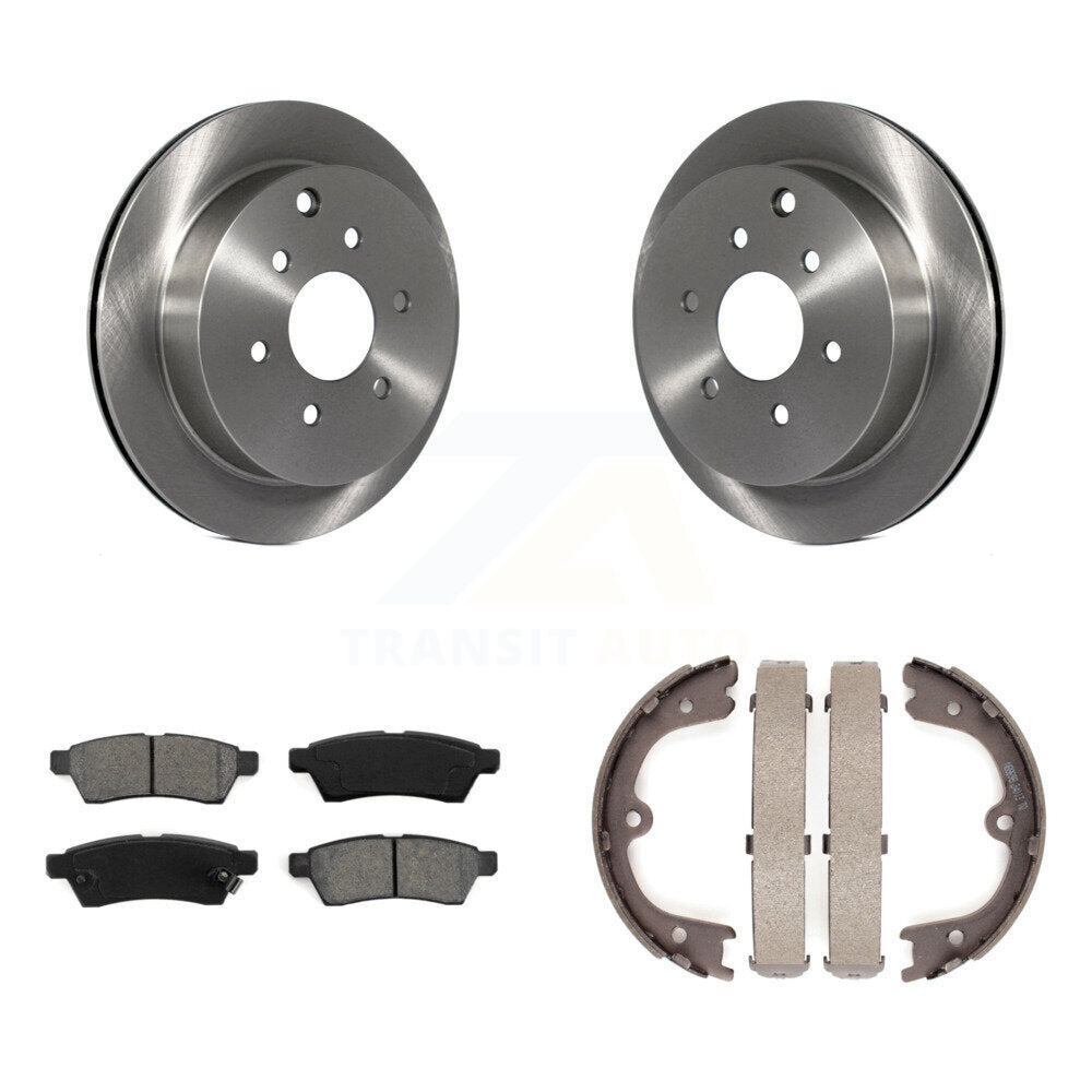 Rear Disc Rotors Semi-Metallic Pads & Parking Brake Shoes Kit For Nissan Frontier Xterra K8S-104356