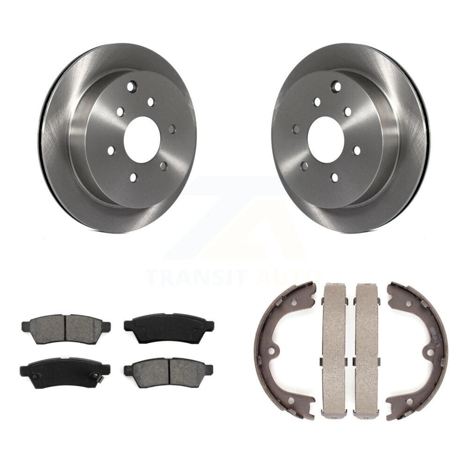 Rear Disc Rotors Semi-Metallic Pads & Parking Brake Shoes Kit For Nissan Frontier Xterra K8S-104356