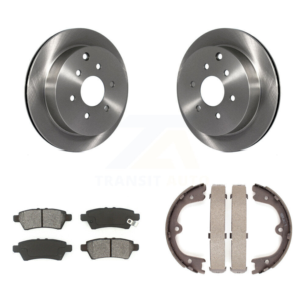 Rear Disc Rotors Semi-Metallic Pads & Parking Brake Shoes Kit For 2006-2007 Nissan Xterra K8S-104358