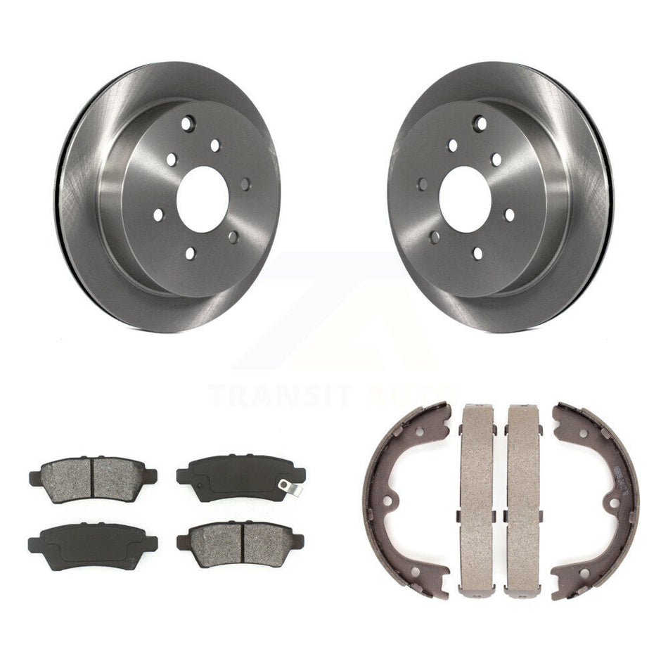 Rear Disc Rotors Semi-Metallic Pads & Parking Brake Shoes Kit For 2006-2007 Nissan Xterra K8S-104358