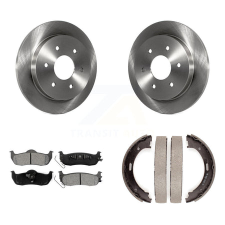 Rear Disc Rotors Semi-Metallic Pads & Parking Shoes Kit For Nissan TITAN Armada INFINITI K8S-104359