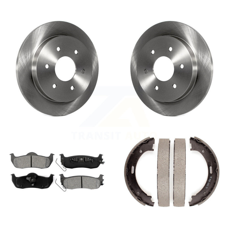 Rear Disc Rotors Semi-Metallic Pads & Parking Shoes Kit For Nissan TITAN Armada INFINITI K8S-104359