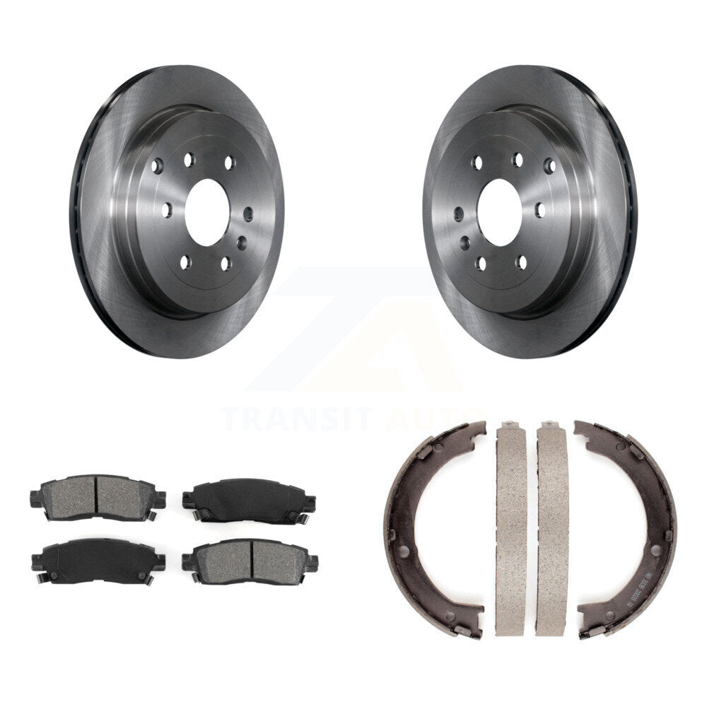 Rear Disc Rotors Semi-Metallic Pads Parking Shoes Kit For GMC Acadia Buick Enclave Saturn K8S-104361