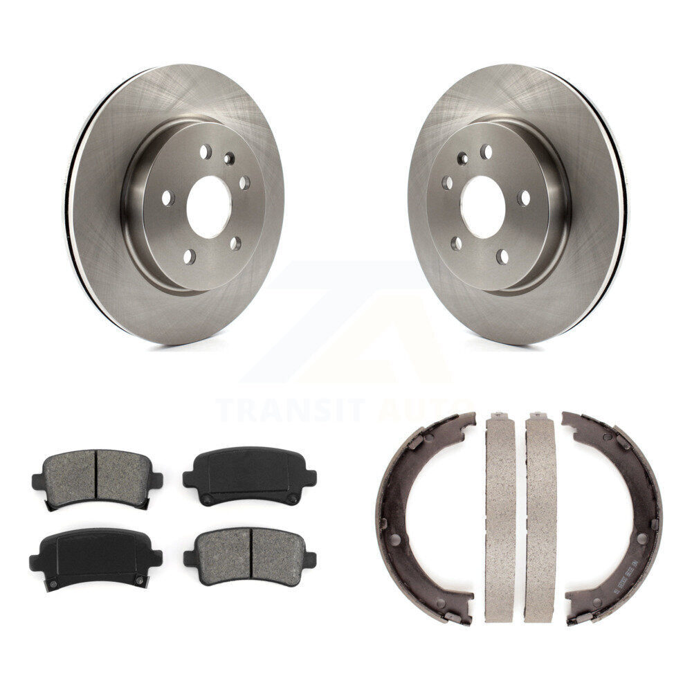 Rear Disc Rotors Semi-Metallic Pads And Parking Brake Shoes Kit For Cadillac XTS K8S-104362
