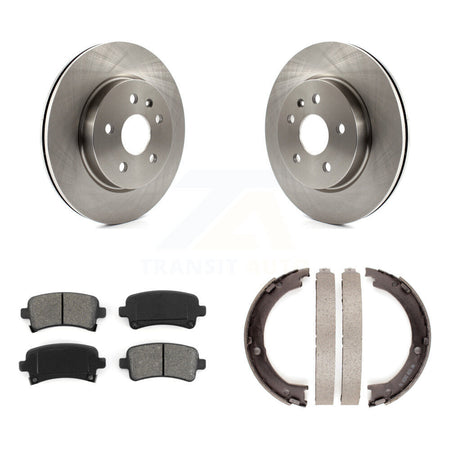 Rear Disc Rotors Semi-Metallic Pads And Parking Brake Shoes Kit For Cadillac XTS K8S-104362
