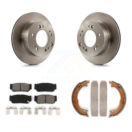 Rear Disc Rotors Semi-Metallic Pads And Parking Brake Shoes Kit For 2007-2009 Kia Sorento K8S-104376