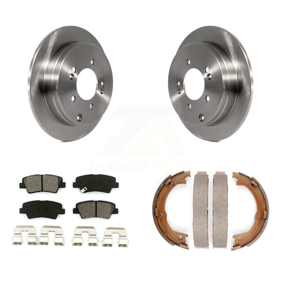 Rear Disc Rotors Semi-Metallic Pads Parking Brake Shoes Kit For Kia Amanti Hyundai Azera K8S-104377